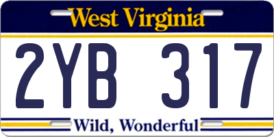 WV license plate 2YB317