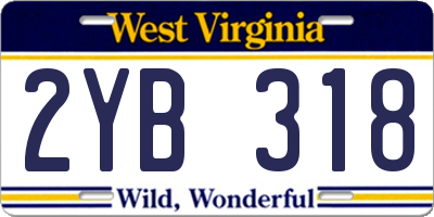 WV license plate 2YB318