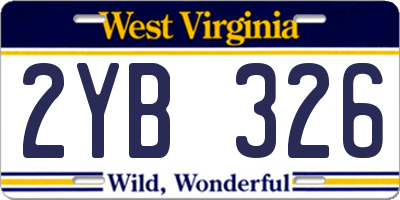 WV license plate 2YB326