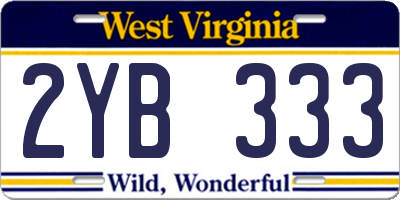 WV license plate 2YB333
