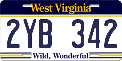 WV license plate 2YB342