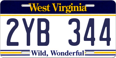 WV license plate 2YB344