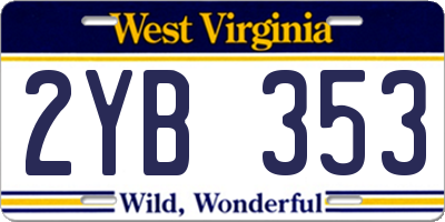 WV license plate 2YB353