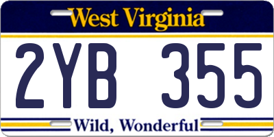 WV license plate 2YB355