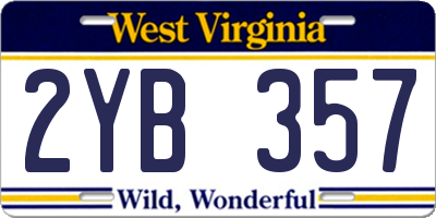 WV license plate 2YB357