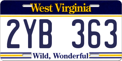 WV license plate 2YB363