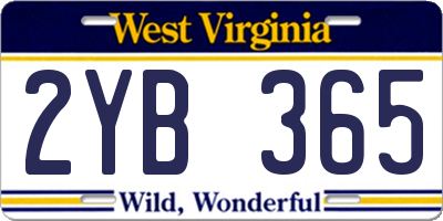 WV license plate 2YB365