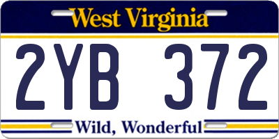 WV license plate 2YB372