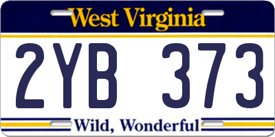 WV license plate 2YB373