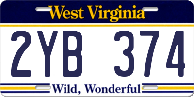 WV license plate 2YB374