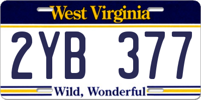 WV license plate 2YB377