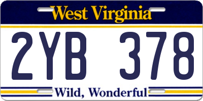 WV license plate 2YB378