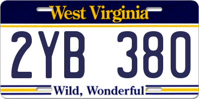 WV license plate 2YB380