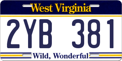 WV license plate 2YB381