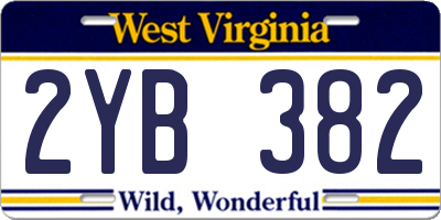 WV license plate 2YB382
