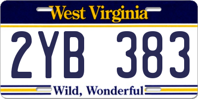 WV license plate 2YB383