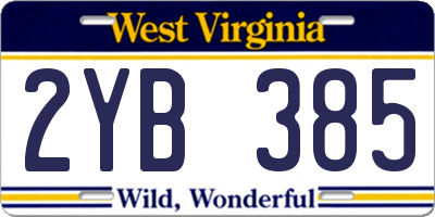 WV license plate 2YB385