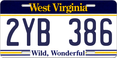 WV license plate 2YB386
