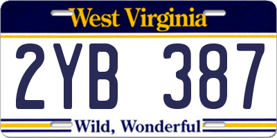 WV license plate 2YB387