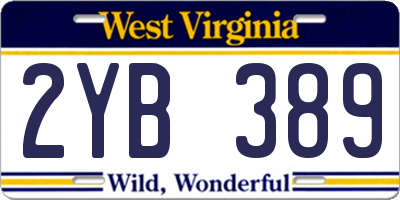 WV license plate 2YB389