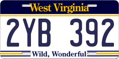 WV license plate 2YB392
