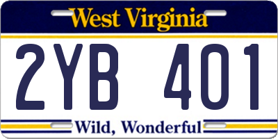WV license plate 2YB401