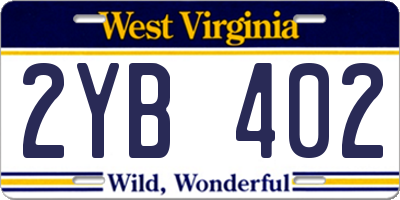 WV license plate 2YB402