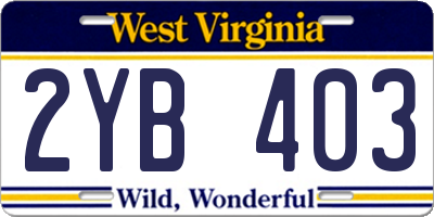 WV license plate 2YB403