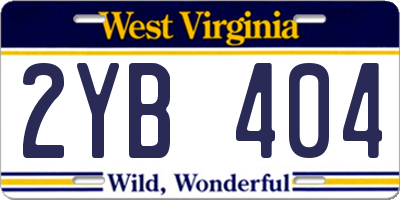 WV license plate 2YB404