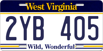 WV license plate 2YB405