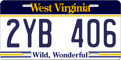 WV license plate 2YB406