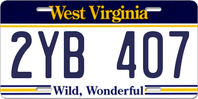 WV license plate 2YB407
