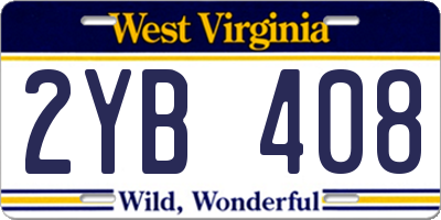 WV license plate 2YB408