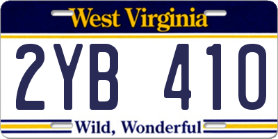 WV license plate 2YB410