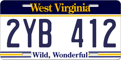 WV license plate 2YB412