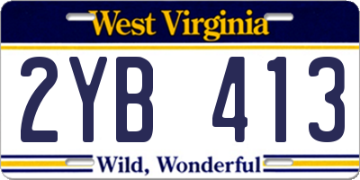 WV license plate 2YB413