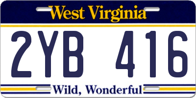 WV license plate 2YB416