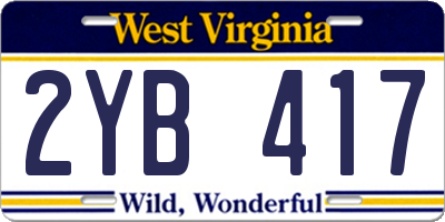 WV license plate 2YB417