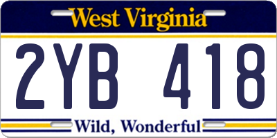 WV license plate 2YB418
