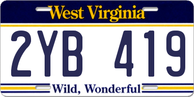 WV license plate 2YB419