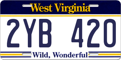 WV license plate 2YB420