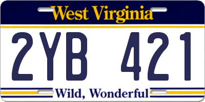 WV license plate 2YB421