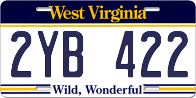 WV license plate 2YB422