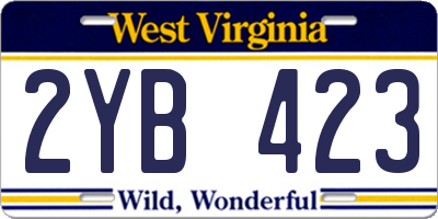 WV license plate 2YB423