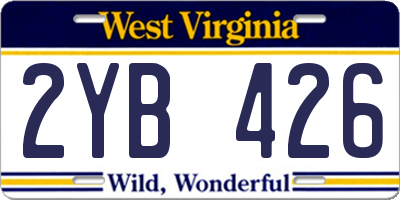 WV license plate 2YB426