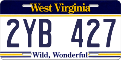 WV license plate 2YB427