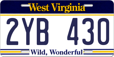 WV license plate 2YB430