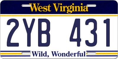 WV license plate 2YB431