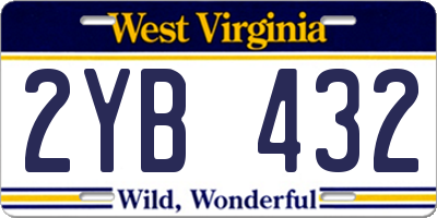 WV license plate 2YB432
