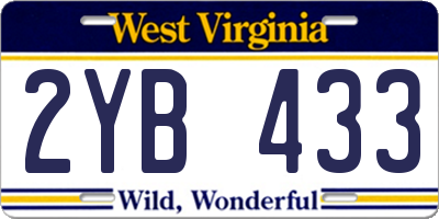 WV license plate 2YB433